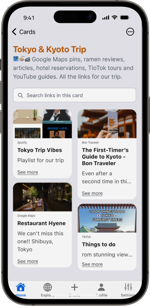 Tokyo Trip Card Detail